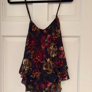 Abercrombie & Fitch Bold Floral Strappy Back Cropped Summer Blouse Tank Top M